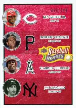 2008 Upper Deck Baseball Heroes - Red #199 Ken Griffey Jr. / Roberto Clemente / Vladimir Guerrero / Joe DiMaggio Front