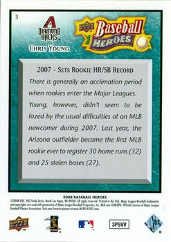 2008 Upper Deck Baseball Heroes - Sea Green #3 Chris Young Back