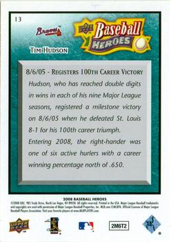 2008 Upper Deck Baseball Heroes - Sea Green #13 Tim Hudson Back