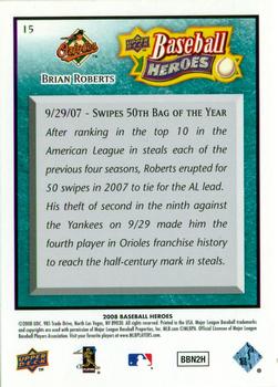2008 Upper Deck Baseball Heroes - Sea Green #15 Brian Roberts Back