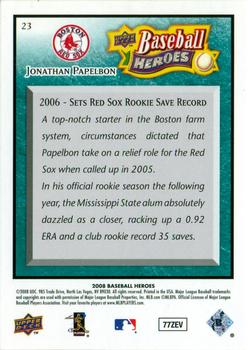 2008 Upper Deck Baseball Heroes - Sea Green #23 Jonathan Papelbon Back