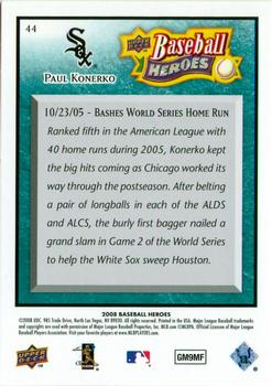2008 Upper Deck Baseball Heroes - Sea Green #44 Paul Konerko Back