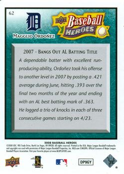 2008 Upper Deck Baseball Heroes - Sea Green #62 Magglio Ordonez Back