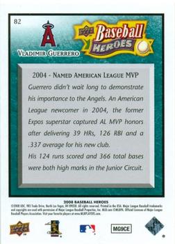 2008 Upper Deck Baseball Heroes - Sea Green #82 Vladimir Guerrero Back