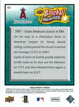 2008 Upper Deck Baseball Heroes - Sea Green #85 John Lackey Back
