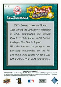 2008 Upper Deck Baseball Heroes - Sea Green #119 Joba Chamberlain Back