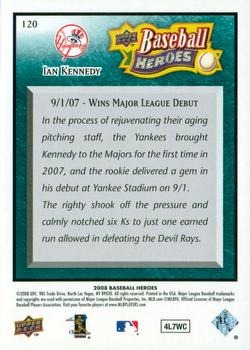 2008 Upper Deck Baseball Heroes - Sea Green #120 Ian Kennedy Back