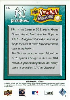 2008 Upper Deck Baseball Heroes - Sea Green #127 Joe DiMaggio Back