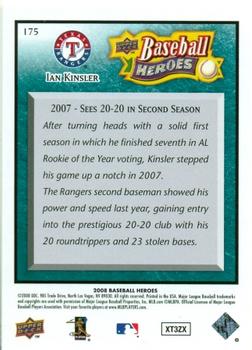2008 Upper Deck Baseball Heroes - Sea Green #175 Ian Kinsler Back