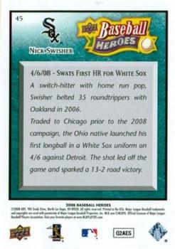 2008 Upper Deck Baseball Heroes - Sea Green #45 Nick Swisher Back