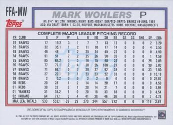 2020 Topps Archives - Fan Favorites Autographs #FFA-MW Mark Wohlers Back
