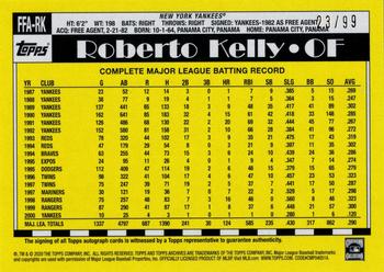 2020 Topps Archives - Fan Favorites Autographs Silver #FFA-RK Roberto Kelly Back