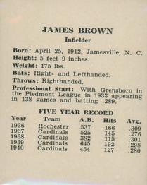 1941 St. Louis Cardinals (W754) #NNO Jimmy Brown Back