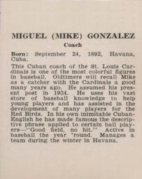 1941 St. Louis Cardinals (W754) #NNO Mike Gonzalez Back