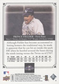 2008 Upper Deck Masterpieces - Framed Black #47 Prince Fielder Back