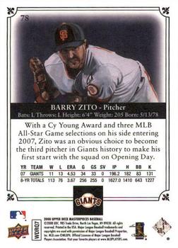 2008 Upper Deck Masterpieces - Framed Black #78 Barry Zito Back