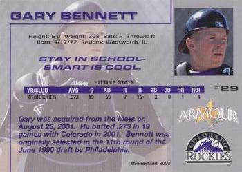 2002 Grandstand Colorado Rockies Police #NNO Gary Bennett Back