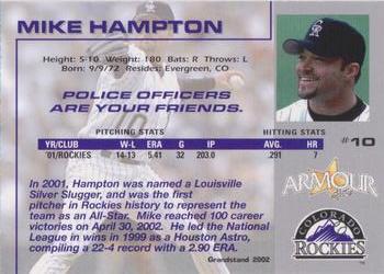2002 Grandstand Colorado Rockies Police #NNO Mike Hampton Back
