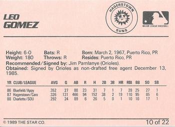 1989 Star Hagerstown Suns - Platinum #10 Leo Gomez Back