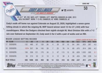 2021 Topps #50 Cody Bellinger Back