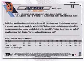 2021 Topps #65 Isaac Paredes Back