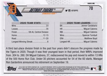 2021 Topps #70 Detroit Tigers Back