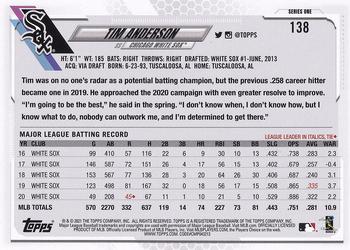 2021 Topps #138 Tim Anderson Back