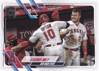 2021 Topps #166 Elbows Only (Justin Upton / Mike Trout) Front