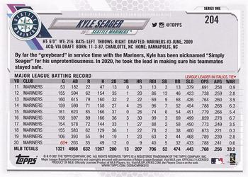 2021 Topps #204 Kyle Seager Back