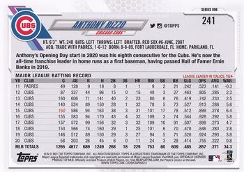 2021 Topps #241 Anthony Rizzo Back