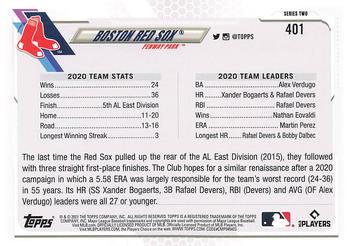 2021 Topps #401 Boston Red Sox Back