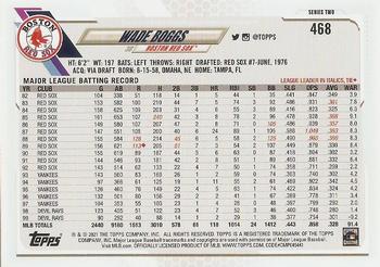 2021 Topps #468 Wade Boggs Back