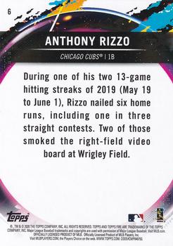 2020 Topps Fire #6 Anthony Rizzo Back