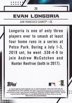 2020 Topps Fire #25 Evan Longoria Back