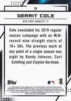 2020 Topps Fire #38 Gerrit Cole Back