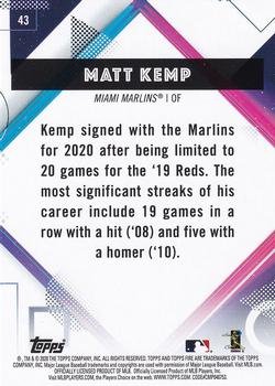2020 Topps Fire #43 Matt Kemp Back
