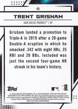 2020 Topps Fire #45 Trent Grisham Back