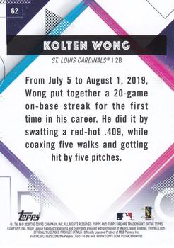 2020 Topps Fire #62 Kolten Wong Back
