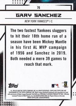 2020 Topps Fire #76 Gary Sanchez Back
