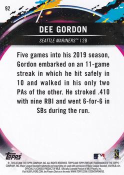 2020 Topps Fire #92 Dee Gordon Back