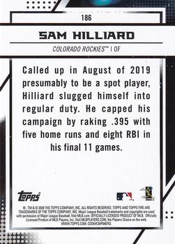 2020 Topps Fire #186 Sam Hilliard Back