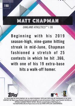 2020 Topps Fire #190 Matt Chapman Back