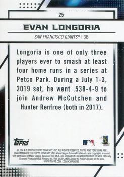 2020 Topps Fire - Gold Minted #25 Evan Longoria Back