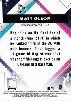 2020 Topps Fire - Gold Minted #35 Matt Olson Back