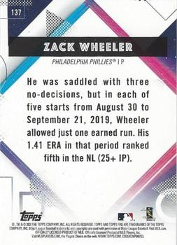 2020 Topps Fire - Gold Minted #137 Zack Wheeler Back