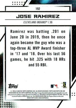 2020 Topps Fire - Gold Minted #192 Jose Ramirez Back