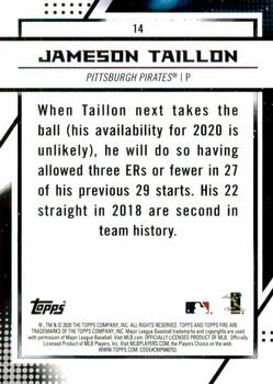 2020 Topps Fire - Flame #14 Jameson Taillon Back