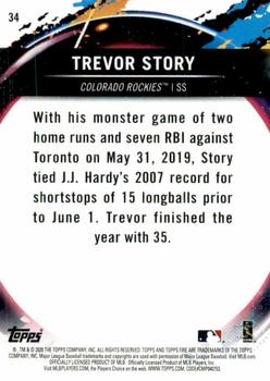 2020 Topps Fire - Flame #34 Trevor Story Back
