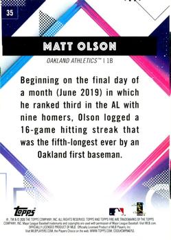 2020 Topps Fire - Flame #35 Matt Olson Back