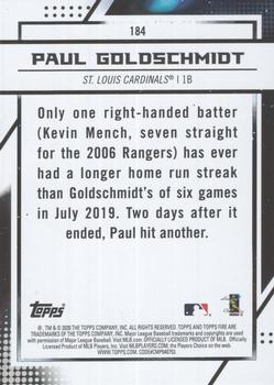 2020 Topps Fire - Flame #184 Paul Goldschmidt Back